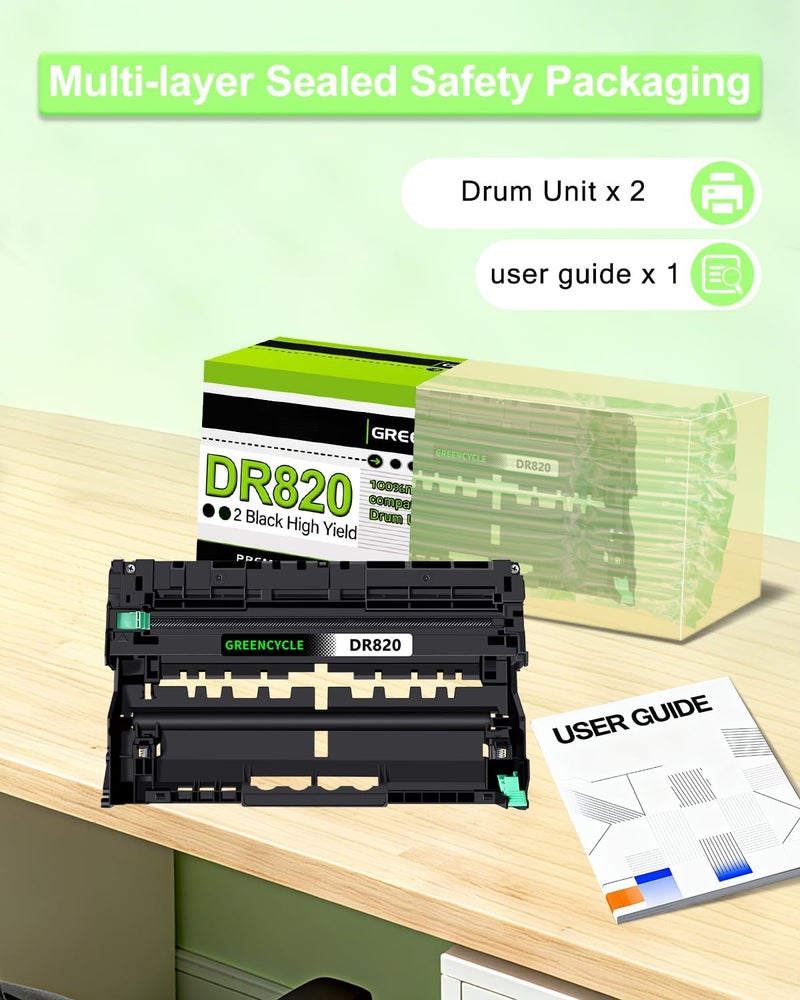 Greencycle DR820 DR-820 Drum Unit,Yields Up to 30,000 Pages Compatible for Brother HL-L6200DW HL-L5200DW HL-L5100DN MFC-L5900DW MFC-L5800DW MFC-L5700DW HL-L5200DWT MFC-L6700DW Printer (Black, 2-Pack) - Image 5